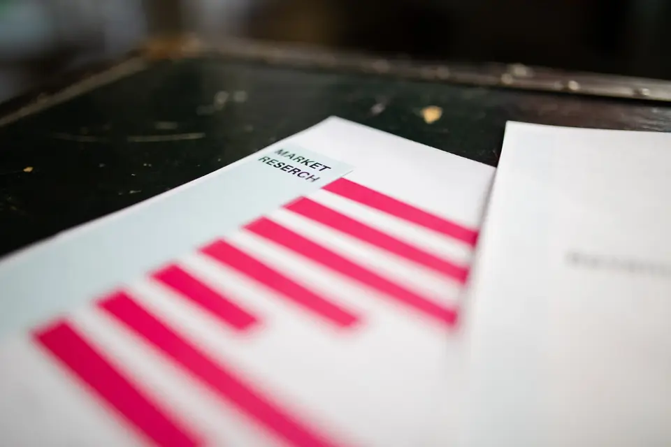 Printed market research document with an original data chart