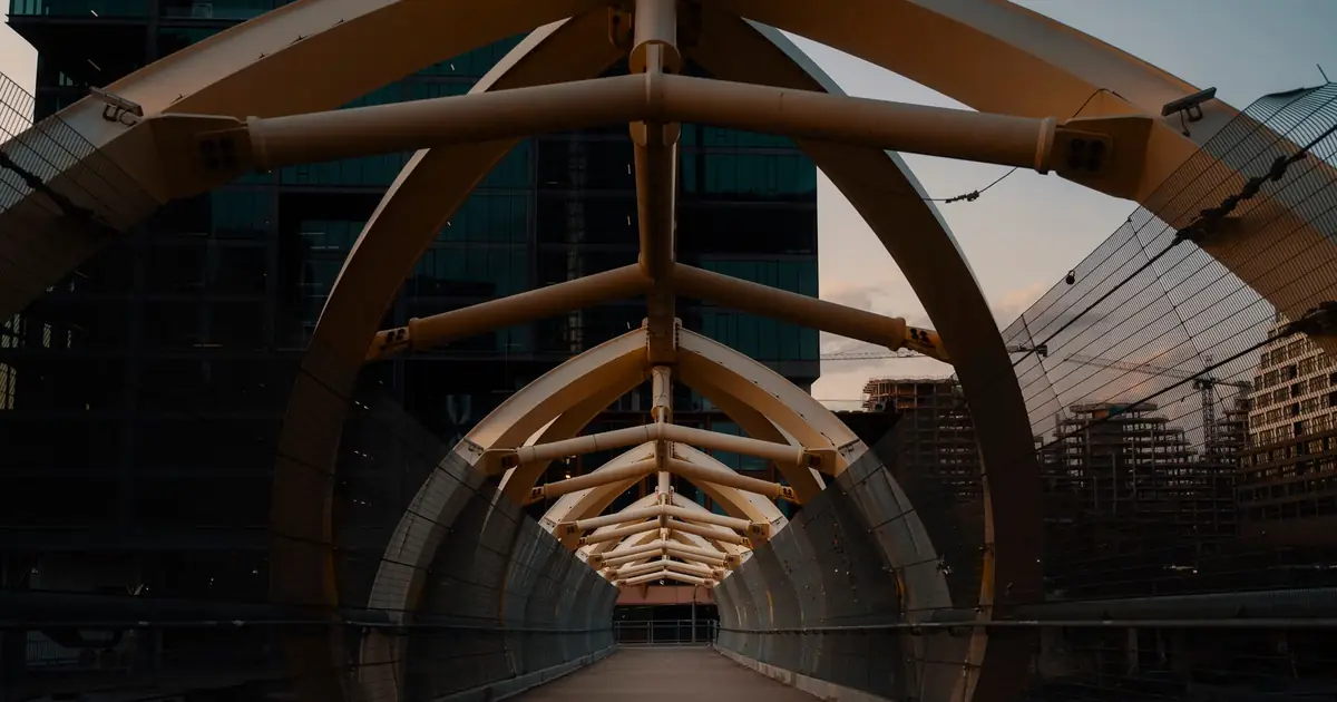 Bridge structure representing durable backlink acquisition between sites
