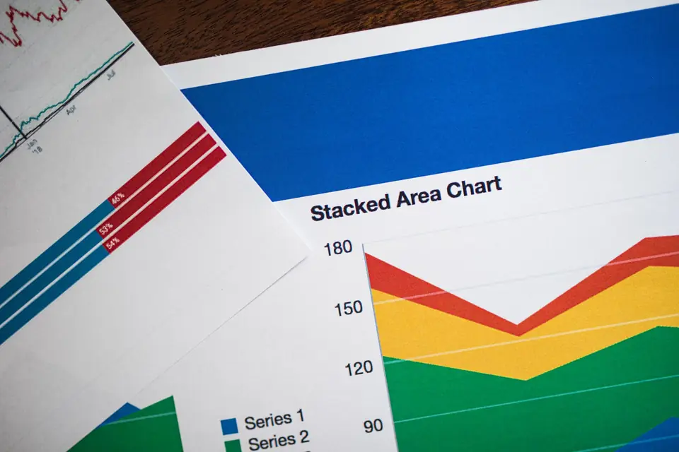 Printed stacked area chart showing composition over time