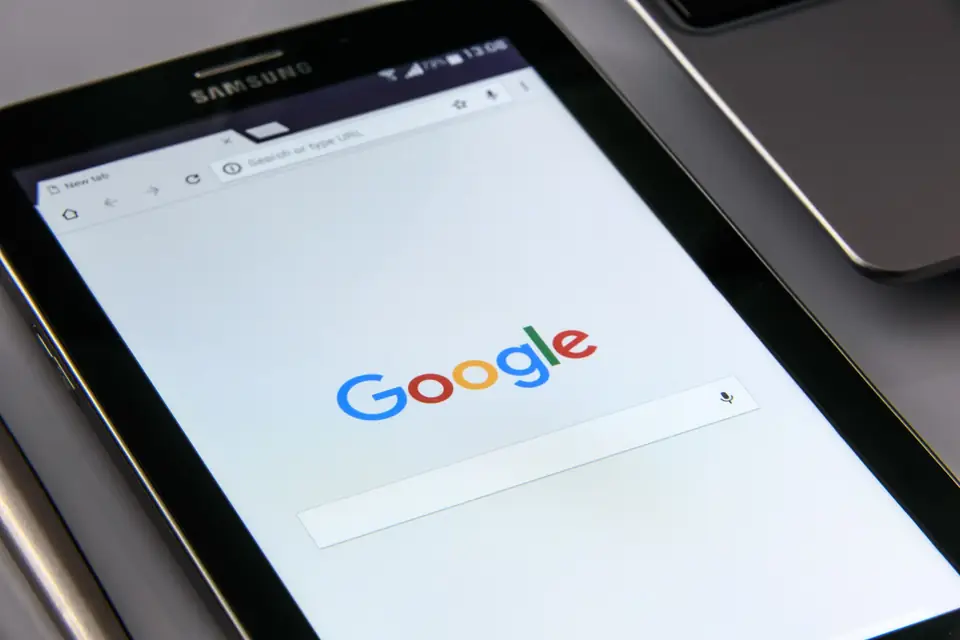 Google search open on a tablet screen