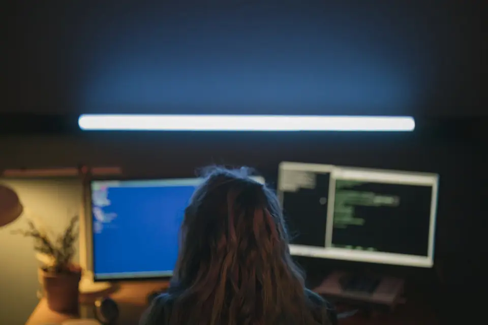 Developer auditing website architecture and crawlability in a code editor